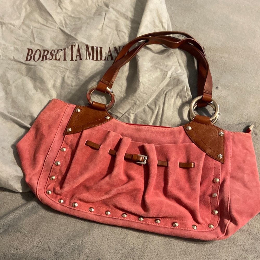 SALE MUST GO Borsetta Milano Pink Leather Seude Bag